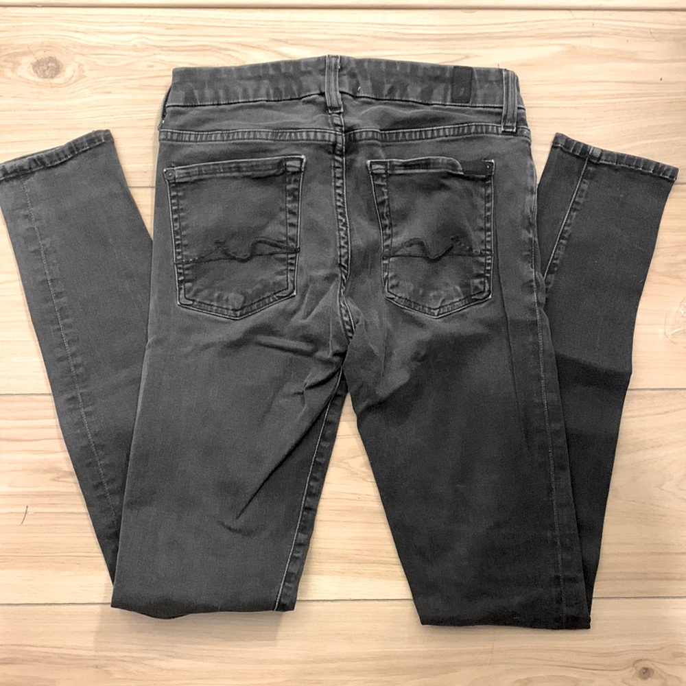 7 For All Mankind Skinny Jeans - Black/Charcoal - Size 27